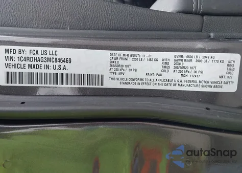 2021 Dodge Durango Sxt Plus Rwd из США, поврежденный, VIN 1C4RDHAG3MC846469